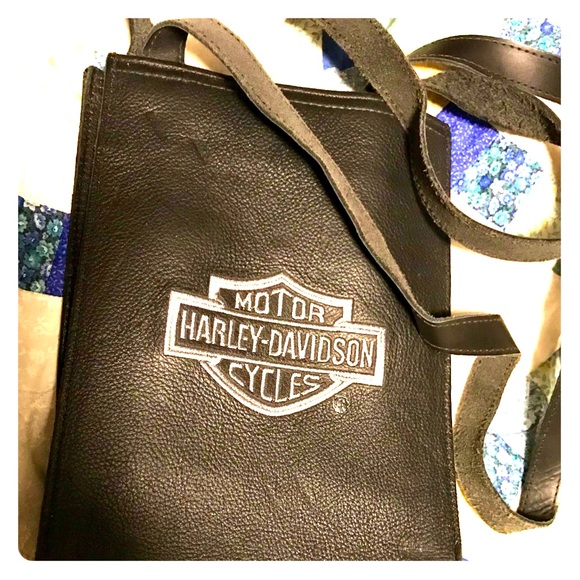 Harley-Davidson Handbags - Harley Davidson motorcycles, Black Leather Purse, Embroidered Logo